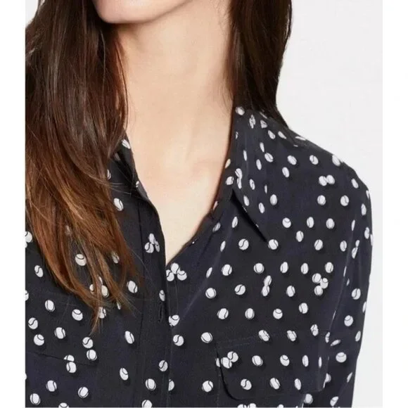 NWT Equipment Signature in Eclipse Tennis Ball Silk Button Down Shirt M - Picture 6 of 6